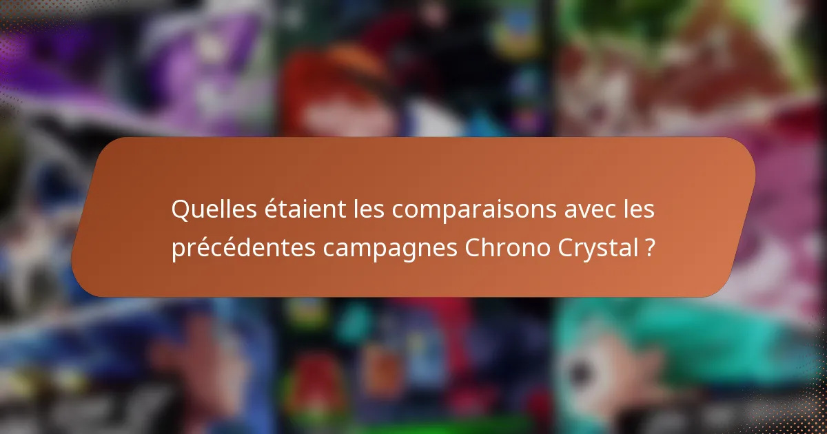 Quelles étaient les comparaisons avec les précédentes campagnes Chrono Crystal ?